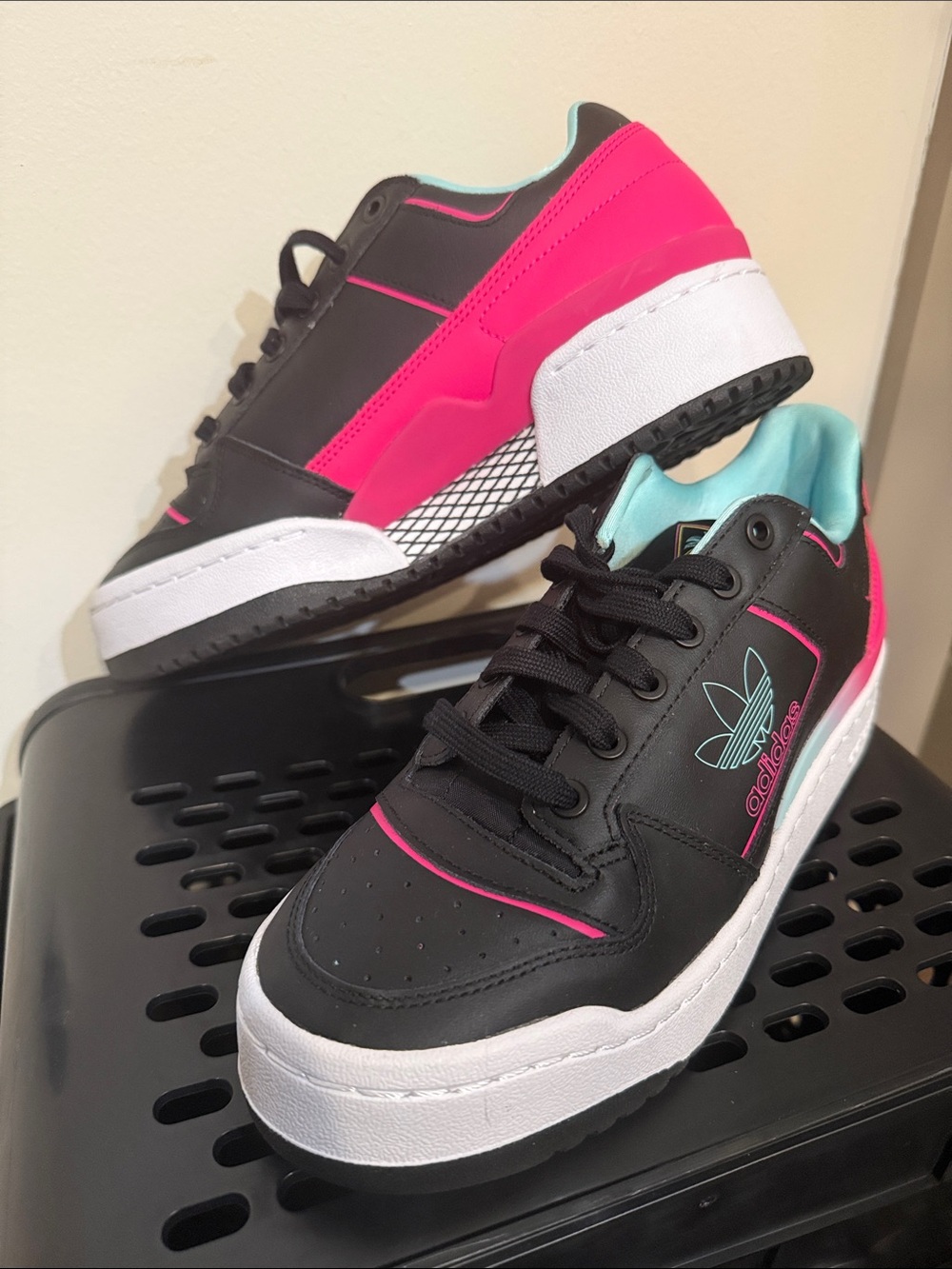 adidas Black, Hot Pink & Mint Low-Top Sneakers